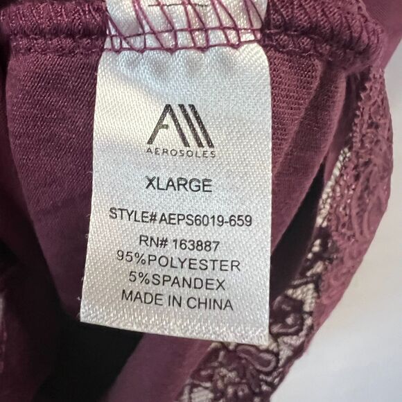 Y2K Womens Aerosoles Maroon Lace Button-Front Pajama Top Size XLarge - Picture 6 of 10